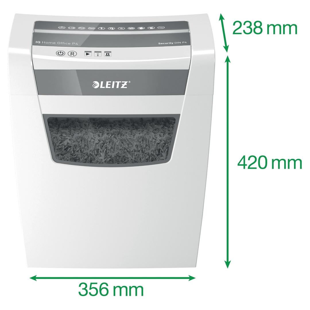 Destructeur de documents confidentiels P4 Coupe croisée IQ Home Office 4 x 28 mm LEITZ — Dimensions