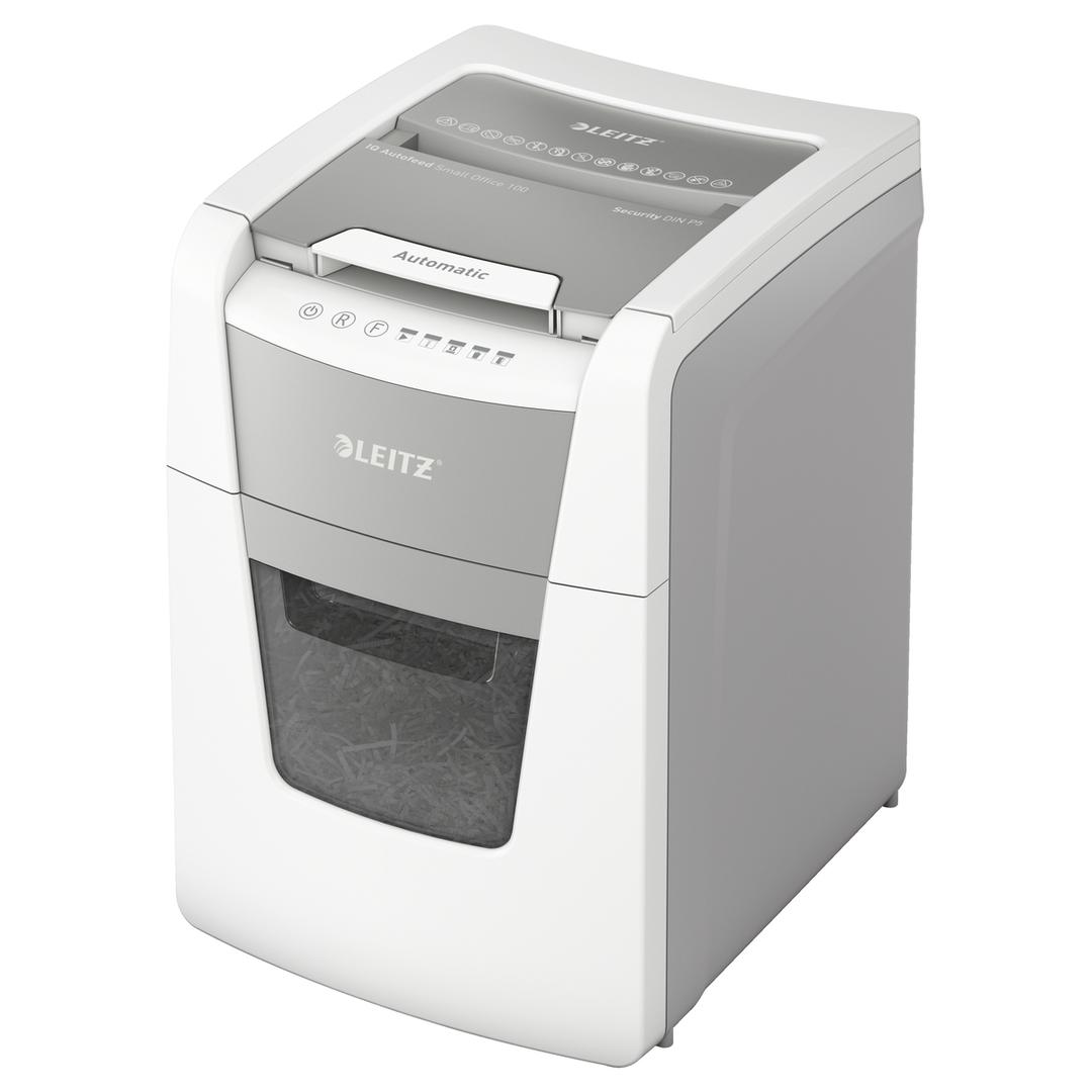 Destructeur de documents très confidentiels P5 Coupe croisée Insertion papier automatique IQ Autofeed+ 100 2 x 15 mm avec insertion papier automatique LEITZ — Base