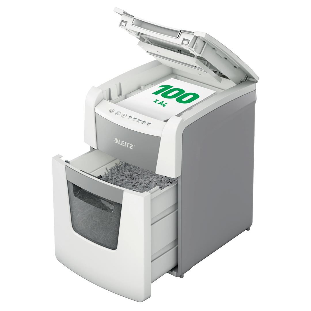 Destructeur de documents très confidentiels P5 Coupe croisée Insertion papier automatique IQ Autofeed+ 100 2 x 15 mm avec insertion papier automatique LEITZ — Capacité insertion papier automatique