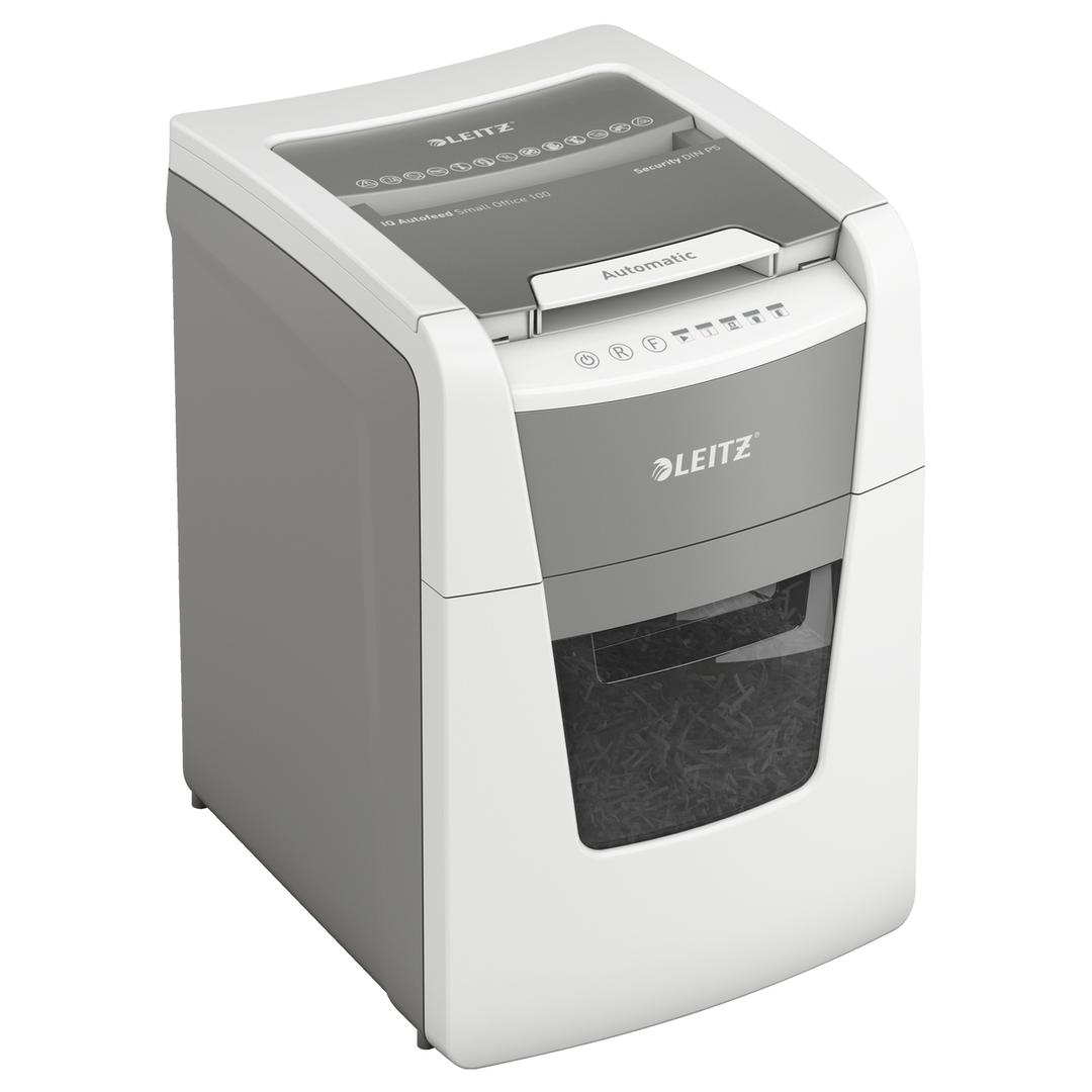 Destructeur de documents très confidentiels P5 Coupe croisée Insertion papier automatique IQ Autofeed+ 100 2 x 15 mm avec insertion papier automatique LEITZ — Vue de droite