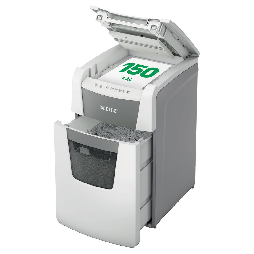 Destructeur de documents confidentiels P4 Coupe croisée Insertion papier automatique IQ Autofeed+ 150 4 x 30 mm avec insertion papier automatique LEITZ — Capacité insertion papier automatique