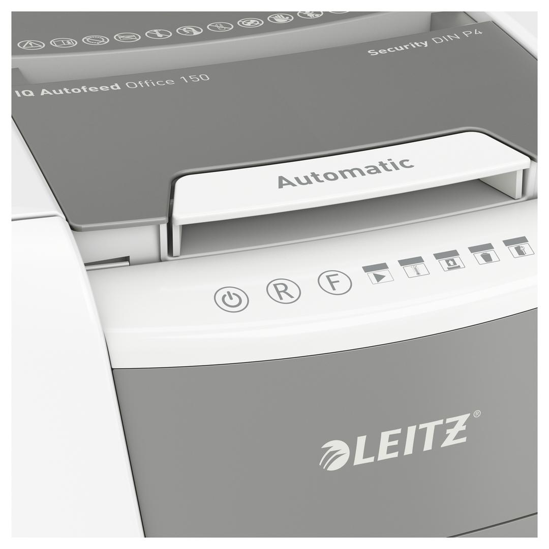 Destructeur de documents confidentiels P4 Coupe croisée Insertion papier automatique IQ Autofeed+ 150 4 x 30 mm avec insertion papier automatique LEITZ — Détails