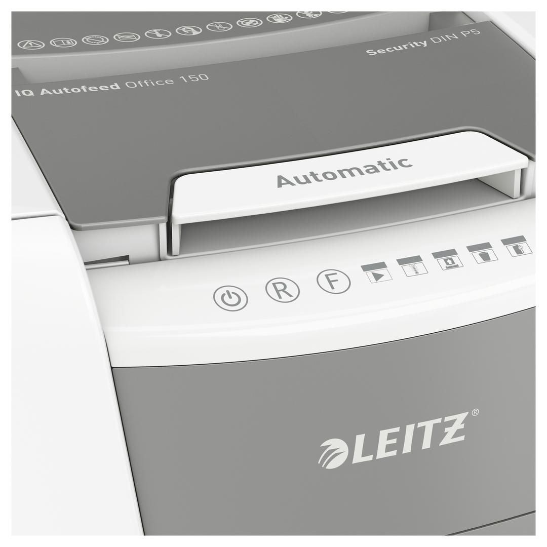 Destructeur de documents très confidentiels P5 Coupe croisée Insertion papier automatique IQ Autofeed+ 150 2 x 15 mm avec insertion papier automatique LEITZ — Détails
