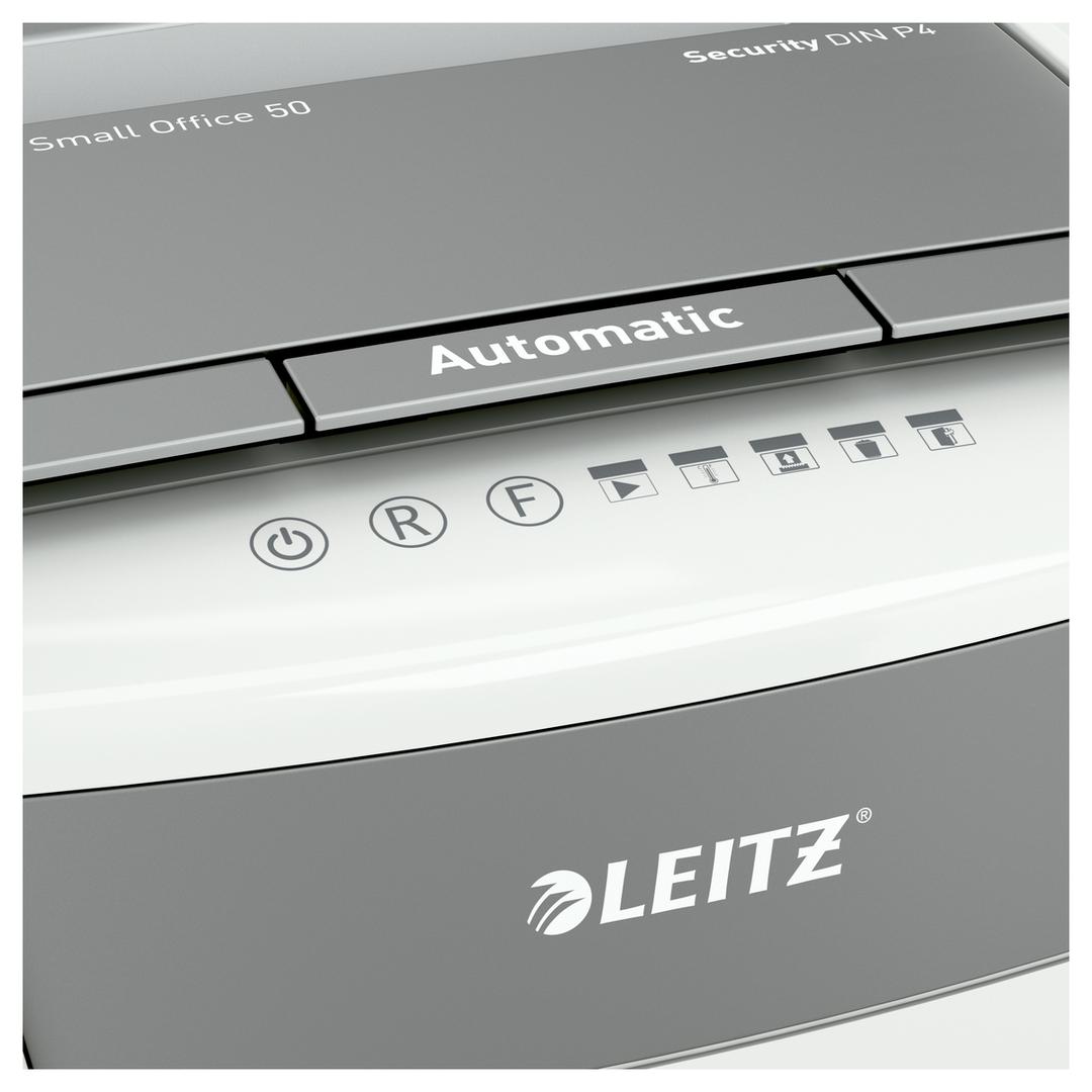 Destructeur de documents confidentiels P4 Coupe croisée Insertion papier automatique IQ Autofeed+ 50X  4 x 28 mm avec insertion papier automatique LEITZ — Détails