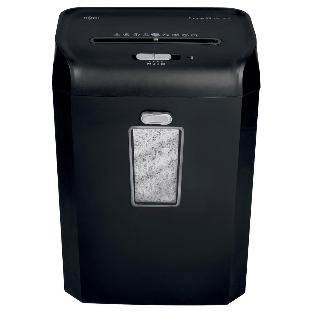 Destructeur de documents confidentiels P4 Coupe croisée Promax QS RSX1035 4 x 40 mm REXEL — Vue de face