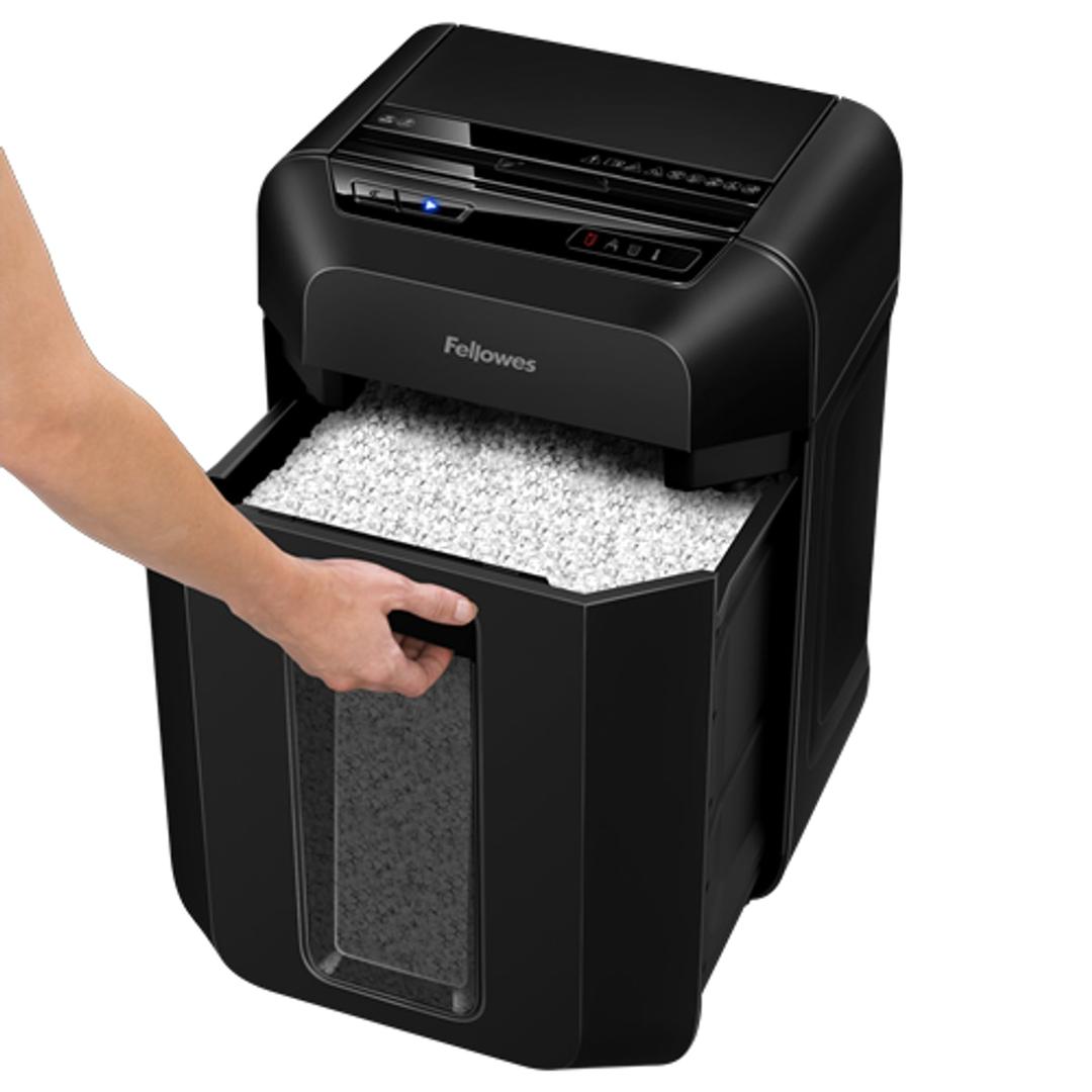 Destructeur de documents confidentiels P4 Coupe croisée Insertion papier automatique AutoMax 90M 4 x 12 mm avec insertion papier automatique FELLOWES — Bac extractible - Destructeur de papier Fellowes