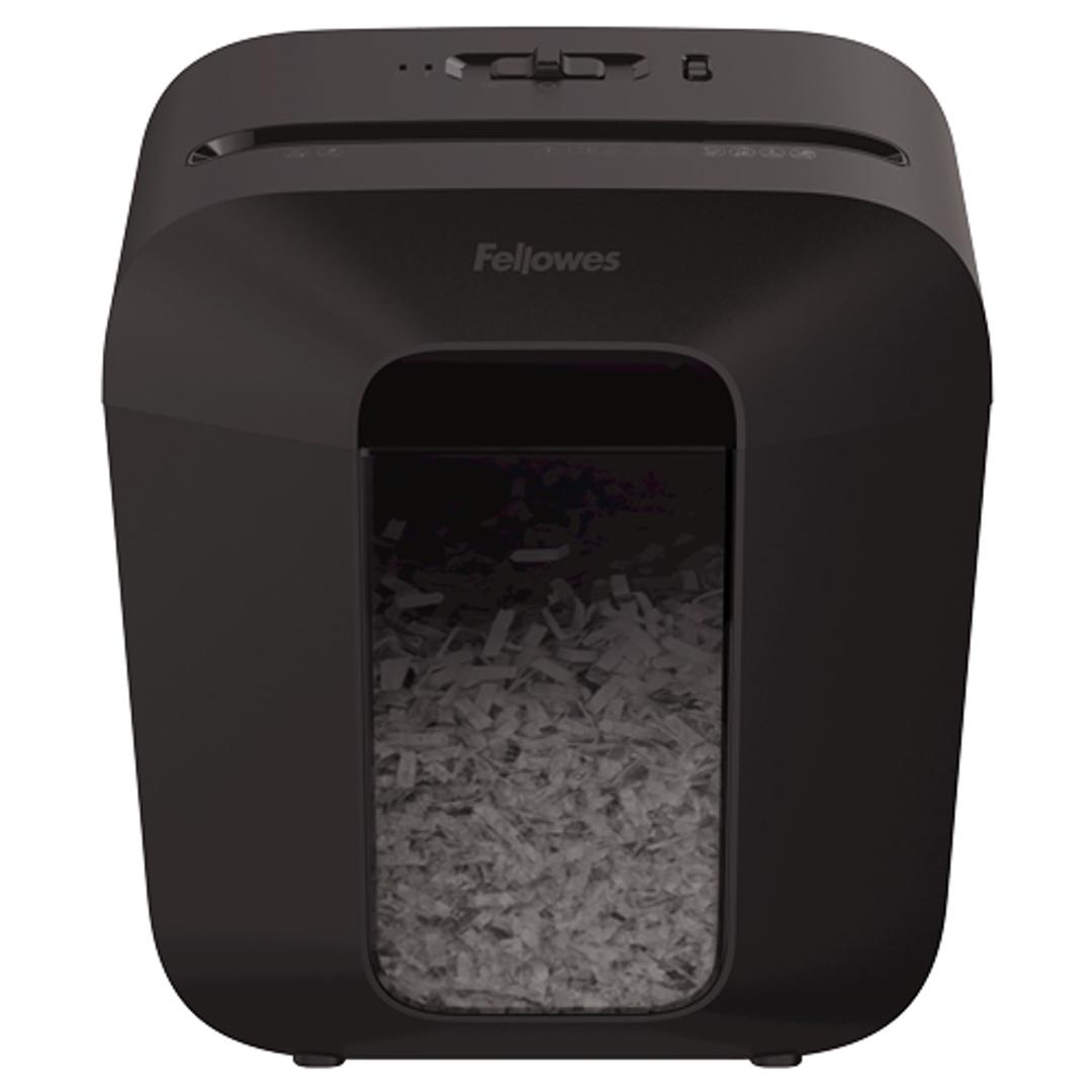 Destructeur de documents confidentiels P4 Coupe croisée Powershred LX25 4 x 37 mm FELLOWES — Fenêtre de visualisation du remplissage du bac - destructeur de papier fellowes