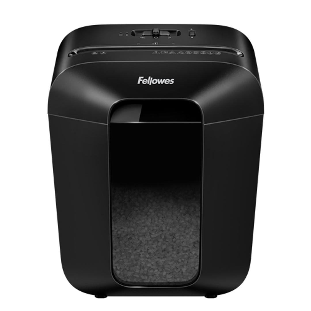 Destructeur de documents confidentiels P4 Coupe croisée Powershred LX41 Mini-Cut 4 x 12 mm FELLOWES - Destructeur Fellowes Powershred LX41 vu de trois quarts