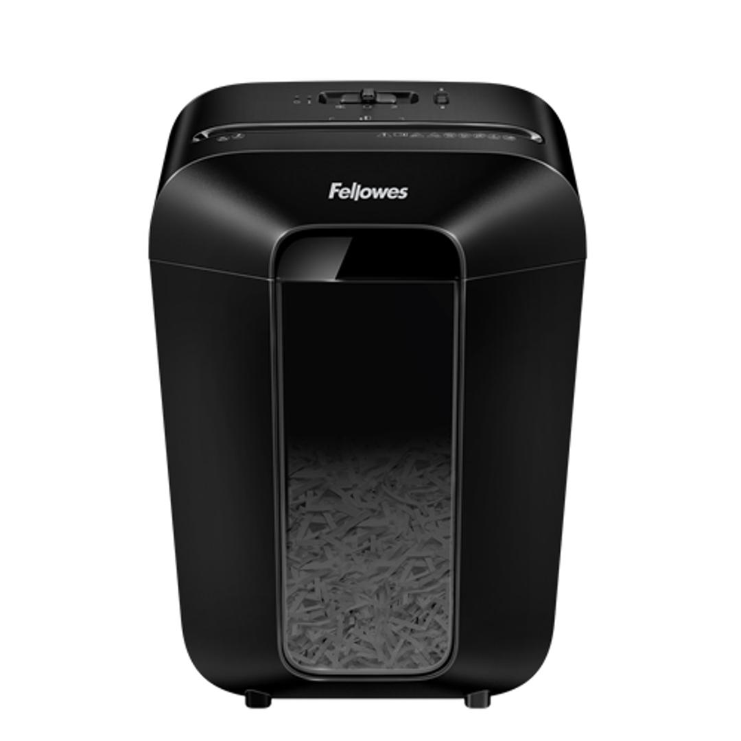 Destructeur de documents confidentiels P4 Coupe croisée Powershred LX70 4 x 40 mm noir FELLOWES — Fenêtre de visualisation du remplissage du bac - destructeur de papier fellowes