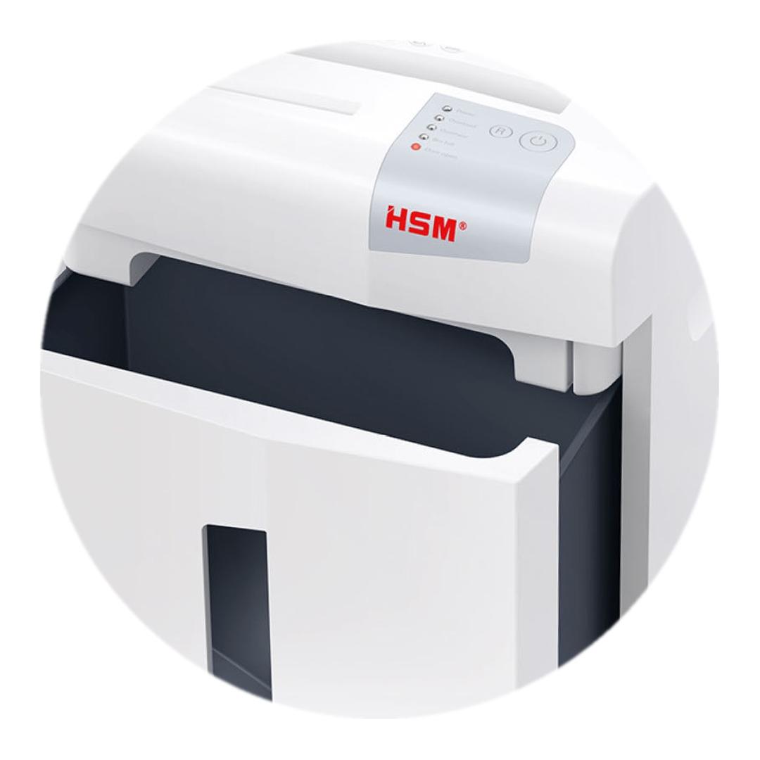 Destructeur de documents confidentiels P4 Coupe croisée X24 Shredstar 4 x 37 mm HSM - Corbeille de 30 litres sortie du destructeur de documents HSM shredstar X24