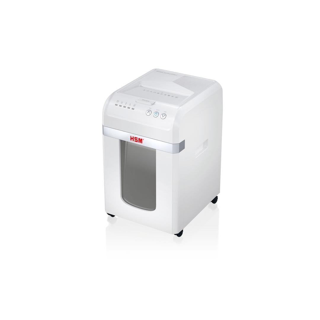 Destructeur de documents confidentiels P4 Coupe croisée Insertion papier automatique Autofeed X300 Shredstar 4 x 12 mm avec insertion papier automatique HSM — Destructeur de documents très confidentiels Hsm Shredstar Autofeed X300pro - 2 x 10 mm - Coupe micro-particules - P5 -Vue de trois quarts droit - Fente d'insertion manuelle visible