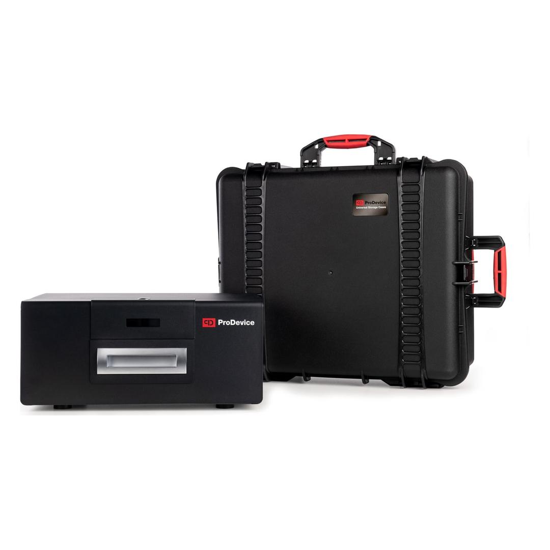 Valise de transport étanche IP67 pour démagnétiseur ASM120 Valise de transport ASM120 PRODEVICE - Valise de transport PRODEVICE pour démagnétiseur ASM120, fermée à côté du démagnétiseur
