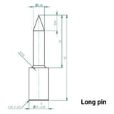 Broches de perforation de rechange en acier à outils trempé Kit de broches MMD360+ PRODEVICE - Plan coté de la broche longue PRODEVICE pour destructeur MMD360+