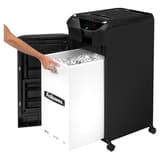 Destructeur de documents confidentiels P4 Coupe croisée Insertion papier automatique AutoMax 550C 4 x 38 mm avec insertion papier automatique FELLOWES — Bac de réception