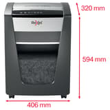 Destructeur de documents confidentiels P4 Coupe croisée Momentum X420 4 x 40 mm REXEL — Dimensions