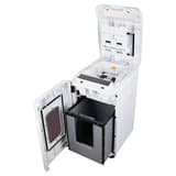 Destructeur de documents confidentiels P4 Coupe croisée AutoShred 400 CP4 4 x 12 mm insertion papier automatique INTIMUS — Bac collecteur et bac insertion papier automatique ouvert
