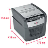 Destructeur de documents confidentiels P4 Coupe croisée Insertion papier automatique Optimum Autofeed+ 45X 4 x 28 mm avec insertion papier automatique REXEL — Dimensions