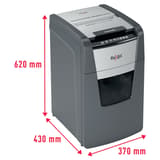 Destructeur de documents très confidentiels P5 Coupe croisée Insertion papier automatique Optimum Autofeed+ 130M 2 x 15 mm avec insertion papier automatique REXEL — Dimensions