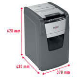 Destructeur de documents confidentiels P4 Coupe croisée Insertion papier automatique Optimum Autofeed+ 130X 4 x 28 mm avec insertion papier automatique REXEL — Dimensions
