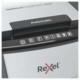 Destructeur de documents très confidentiels P5 Coupe croisée Insertion papier automatique Optimum Autofeed+ 150M 2 x 15 mm avec insertion papier automatique REXEL — Détails boutons