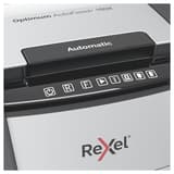 Destructeur de documents confidentiels P4 Coupe croisée Insertion papier automatique Optimum Autofeed+ 150X 4 x 28 mm avec insertion papier automatique REXEL — Détails boutons