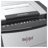 Destructeur de documents très confidentiels P5 Coupe croisée Insertion papier automatique Optimum Autofeed+ 600M 2 x 15 mm avec insertion papier automatique REXEL — Détails boutons