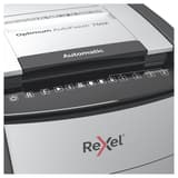 Destructeur de documents confidentiels P4 Coupe croisée Insertion papier automatique Optimum Autofeed+ 750X 4 x 30 mm avec insertion papier automatique REXEL — Détails boutons