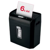 Destructeur de documents confidentiels P4 Coupe croisée Promax QS RPX612 4 x 40 mm REXEL — Feuille A4 engagée dans la fente d'introduction, 6 feuilles 80 g/m² par passage