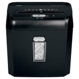Destructeur de documents confidentiels P4 Coupe croisée Promax QS RPX612 4 x 40 mm REXEL — Vu de face, fente d'introduction et hublot de niveau de la corbeille