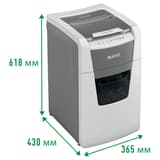 Destructeur de documents confidentiels P4 Coupe croisée Insertion papier automatique IQ Autofeed+ 150 4 x 30 mm avec insertion papier automatique LEITZ — Dimensions