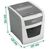 Destructeur de documents confidentiels P4 Coupe croisée Insertion papier automatique IQ Autofeed+ 50X  4 x 28 mm avec insertion papier automatique LEITZ — Dimensions
