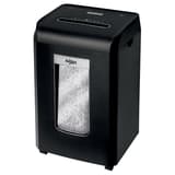 Destructeur de documents confidentiels P4 Coupe croisée Promax QS RSX1535 4 x 40 mm REXEL — Vu de trois quarts, hublot de niveau sur la corbeille de 38 litres