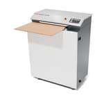 Matelasseur de cartons pour calage ecoChip standard ProfiPack monophasé HSM — Vue de gauche en fonctionnement - 1 carton