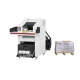 Combinaison destructeur-presse à balles P2 Coupe croisée Forte capacité SP 5088 Powerline 10,5 x 40-76 mm HSM - Combinaison HSM Powerline SP 5088 avec une balle de papier compressé et ligaturé