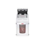 Destructeur de documents très confidentiels P5 Coupe croisée Insertion papier automatique Autofeed X200pro Shredstar 2 x 10 mm avec insertion papier automatique HSM — Destructeur de documents très confidentiels Hsm Shredstar Autofeed X200pro - 2 x 10 mm - Coupe micro-particules - P5 -Capot d'alimentation ouvert sur une pile de documents confidentiels
