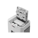 Destructeur de documents confidentiels P4 Coupe croisée Insertion papier automatique ShredMATIC 150 P4 4 x 12 mm avec insertion papier automatique DAHLE — Capot ouvert du Dahle ShredMATIC 150 : bac d'alimentation automatique pour une pile de 150 feuilles