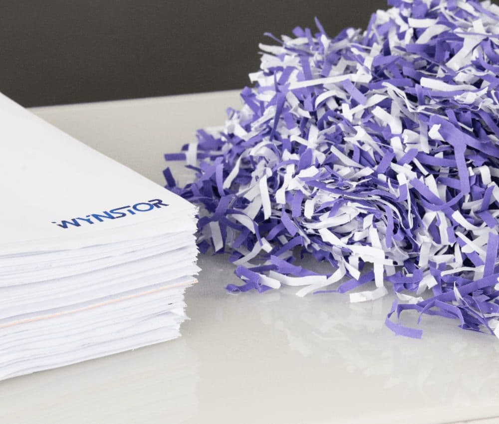 Particules issues de la destruction de documents selon la norme DIN 66399 P3.