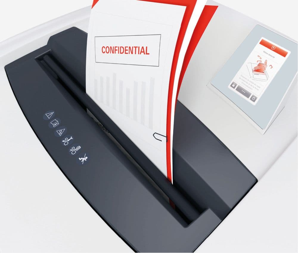 La fonctionnalité de reconnaissance des métaux protège le bloc de coupe du destructeur coupe micro-particules P40i Securio 1 x 5 mm Bloc de coupe CD (2 X 2 mm) OMDD et reconnaissance de métaux #marque