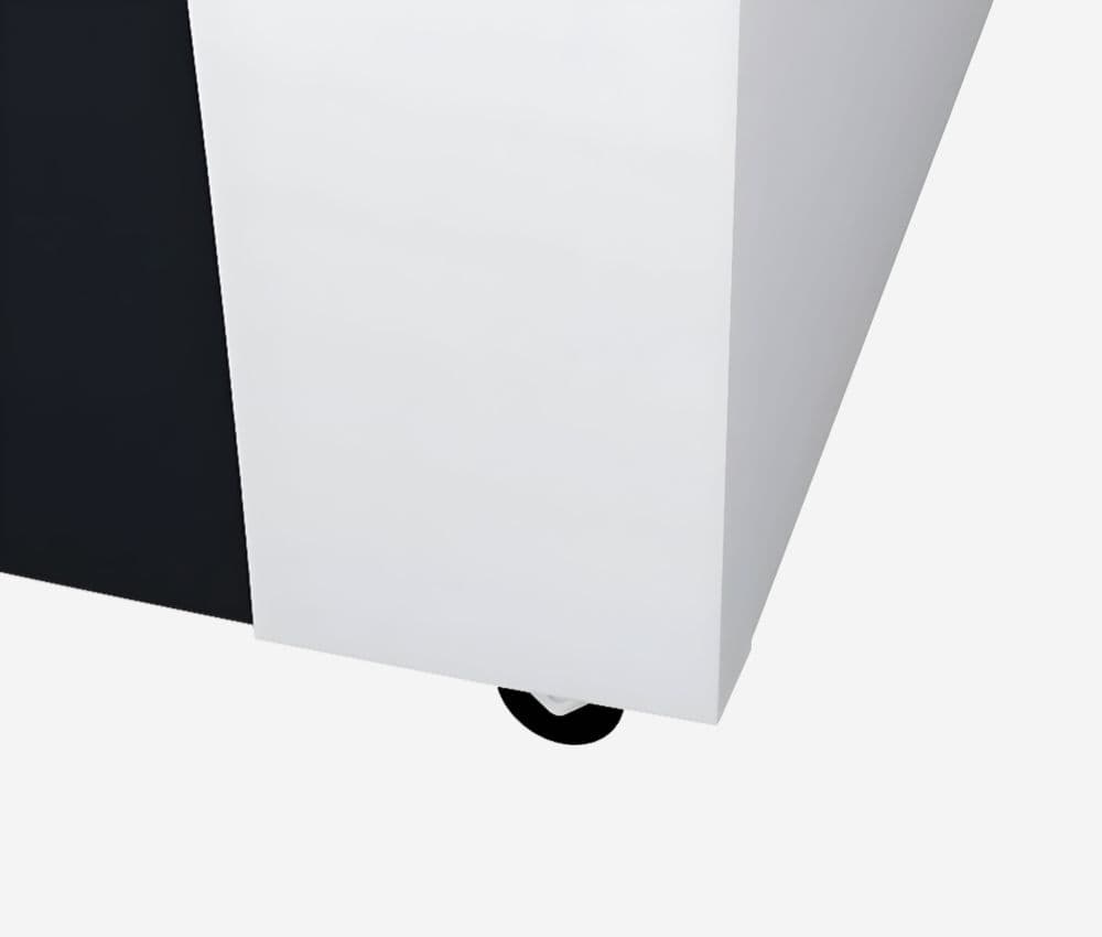 Le destructeur AF300 Securio Autofeed 4,5 x 30 mm avec insertion papier automatique HSM est équipé de roulettes facilitant son déplacement.