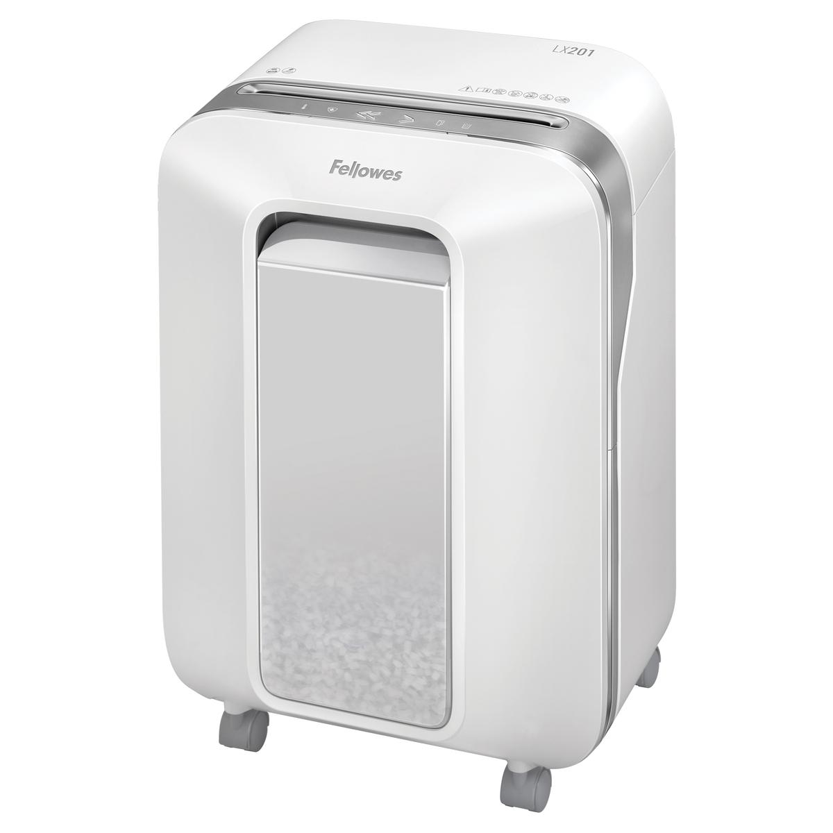 Destructeur de documents très confidentiels P5 Coupe croisée Powershred LX201 2 x 12 mm blanc FELLOWES — Base