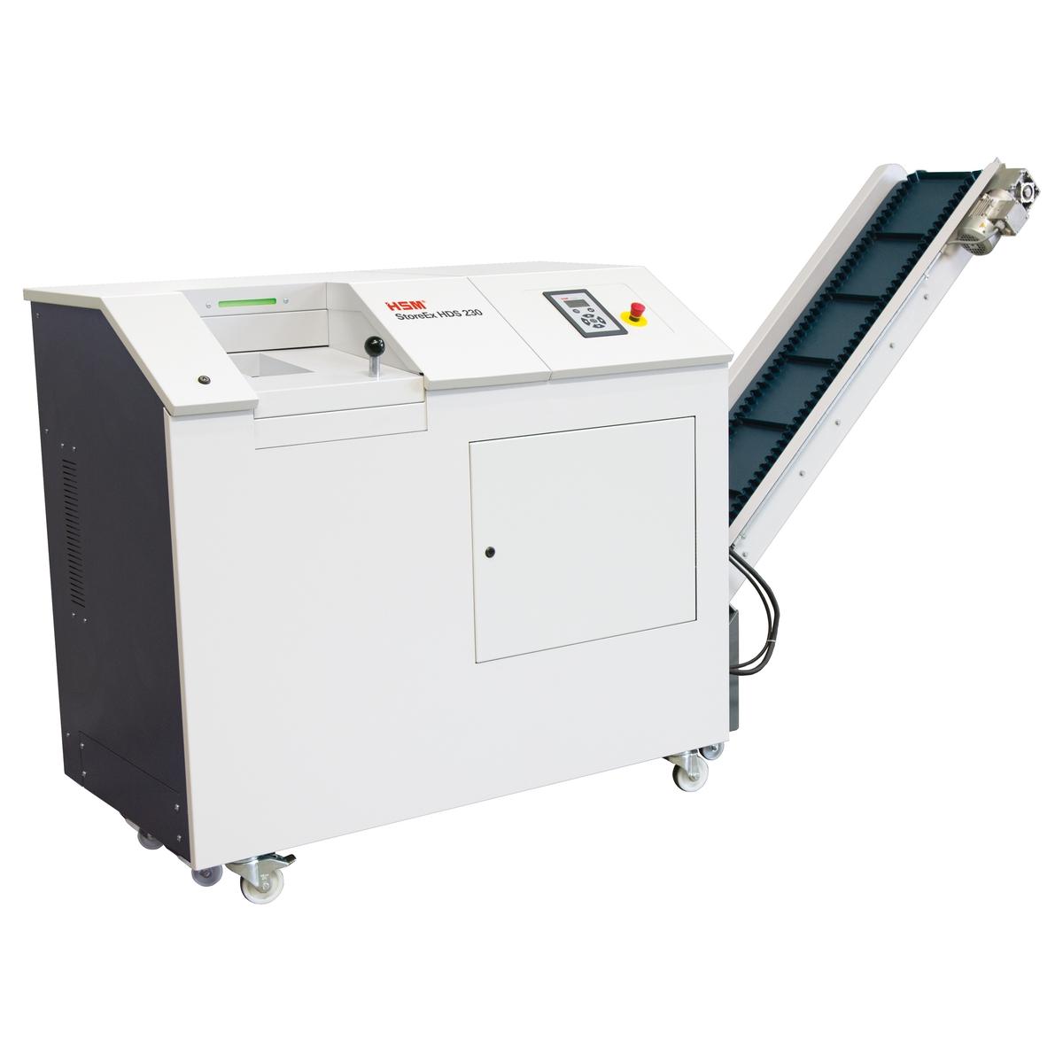 Destructeur de médias Destructeur de médias StoreEx HDS 230 11,5 x 26 mm avec bande d'évacuation HSM — Base