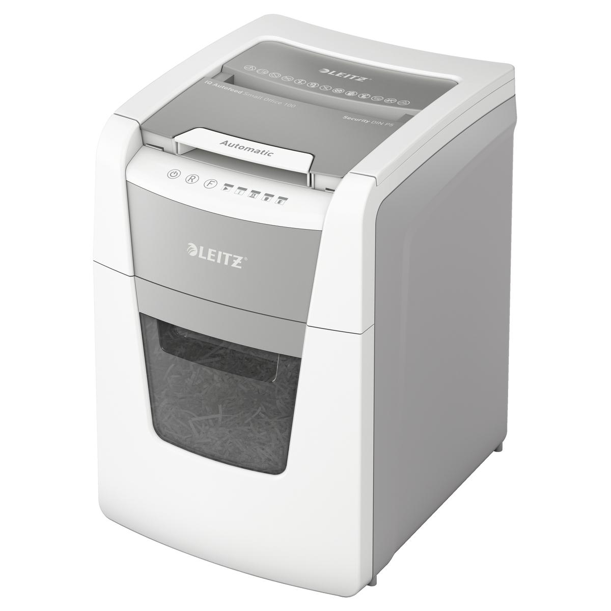 Destructeur de documents très confidentiels P5 Coupe croisée Insertion papier automatique IQ Autofeed+ 100 2 x 15 mm avec insertion papier automatique LEITZ — Base