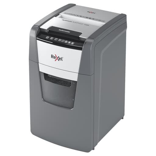 Destructeur de documents confidentiels P4 Coupe croisée Insertion papier automatique Optimum Autofeed+ 130X 4 x 28 mm avec insertion papier automatique REXEL — Base