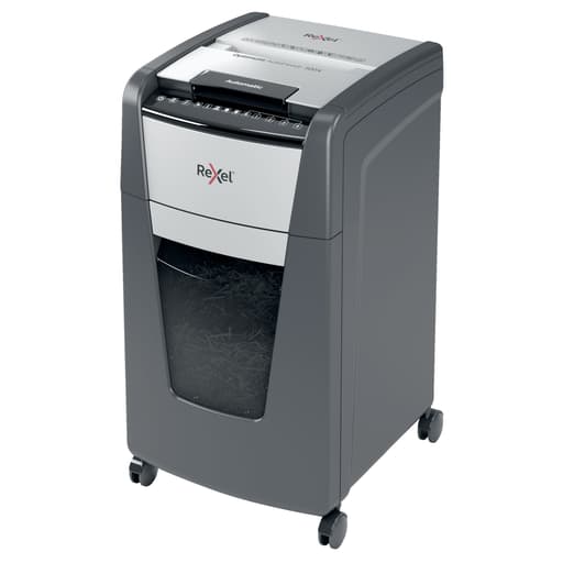Destructeur de documents confidentiels P4 Coupe croisée Insertion papier automatique Optimum Autofeed+ 300X 4 x 25 mm avec insertion papier automatique REXEL — Base